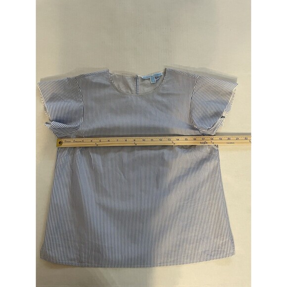 Draper James Cloister Stripe Flutter Top Blue With White Stripes Cotton Size 6 - Picture 11 of 16